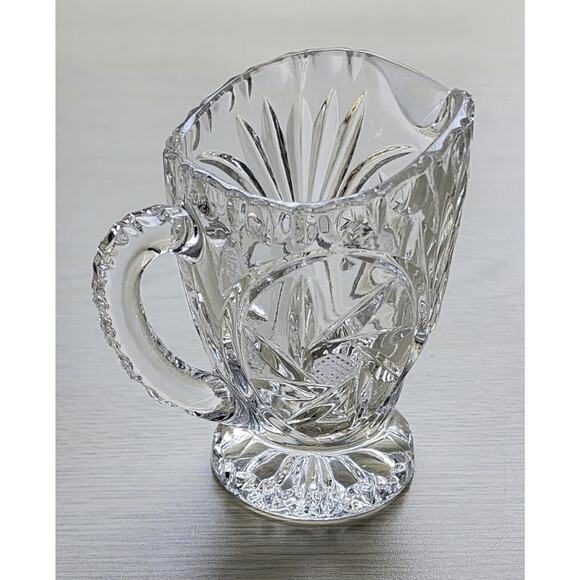 CREAMER-Cut Glass-Syrup Pourer-Flower Pattern-Small-3.5 IN - Picture 7 of 11